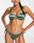 Фото #8 товара ASOS DESIGN Fuller Bust gleam underwired bikini top in khaki