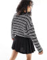 Фото #4 товара ASOS DESIGN cropped crew neck stitch jumper in stripe