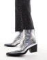 Фото #1 товара Pull&Bear pointed toe ankle boot in silver