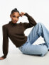 JDY puff sleeve jumper in chocolate