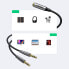 Rozdzielacz kabla AUX 3.5 mm żeński do słuchawek i mikrofonu męski 20cm czarny
