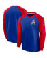 Men's Royal and Red New England Patriots Historic Raglan Crew Performance Sweater