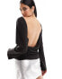 Фото #1 товара Weekday Derya blouse with drape open back in black