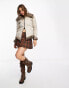 Reclaimed Vintage suede fur trim jacket in grey grau, 36 - фото #4