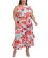 Фото #7 товара Plus Size Printed Halter Maxi Dress