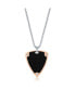 Фото #1 товара Mens Stainless Steel Black Carbon Fiber Rose Gold Border Triangle Necklace