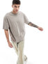 ASOS DESIGN oversized t-shirt in brown with back line drawing renaissance print