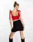 Фото #4 товара Saint Genies satin corset crop top with bunny tie in red