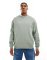 ASOS DESIGN oversized sweatshirt in sage green with photographic back print and front chest print Серый, S - Chest 38 - фото #2