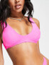 ASOS DESIGN mix and match v crop bikini top in bright pink