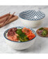 6.5" White Embossed Diamond Stoneware Ramen Noodle Bowls, Set of 2