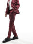 Фото #9 товара ASOS DESIGN skinny satin suit trouser in burgundy