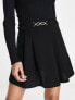 River Island Petite pleat mini skirt with hardware detail in black