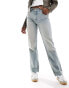 Фото #3 товара Bershka straight leg jeans in light wash blue