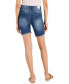 ფოტო #2 პროდუქტის Juniors' Frayed High Rise Denim Bermuda Shorts