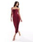 Фото #1 товара ASOS DESIGN draped fringe detail bandage midi dress with sculpted seaming in berry