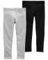 Фото #1 товара Toddler 2-Pack Black & Grey Leggings 2T