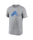 Фото #3 товара Men's Heather Gray Detroit Lions Legend Logo Performance T-Shirt