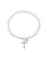 Фото #1 товара Fine Silver-Plated Crystal Cross Fresh Water Pearl Bracelet