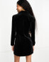 Miss Selfridge Petite going out velvet blazer dress in black Черный, 38 - фото #2