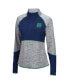 Women's Heathered Gray, Navy Notre Dame Fighting Irish Color Block Space-Dye Raglan Quarter-Zip Top