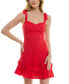 ფოტო #1 პროდუქტის Juniors' Solid Textured Woven Fit & Flare Dress