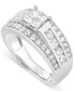 Фото #1 товара Diamond Princess Shaped Cluster Multirow Engagement Ring (1-1/2 ct. t.w) in 14k White Gold