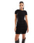 Sixth June textured bodycon mini dress in black M - фото #2