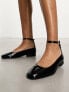 Walk London Bella ankle strap ballerina in black leather