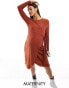 Mamalicious Maternity mini dress with wrap skirt detail in brick