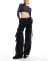 Фото #8 товара Pimkie wide leg cargo jeans in washed black