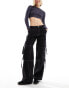 Pimkie wide leg cargo jeans in washed black Черный, 32 - фото #4