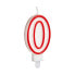 Candle Birthday White Red Number 0 (12 Units)