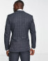 Jack & Jones Premium super slim fit check suit jacket in blue