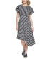 Фото #1 товара Women's Striped Asymmetrical-Hem Dress