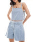 Фото #1 товара Mango relaxed raw hem denim shorts in light blue