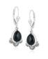 ფოტო #2 პროდუქტის Sterling Silver and Pear Shape Black Onyx Gemstone Fan Lever Back Earrings