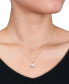 ფოტო #2 პროდუქტის Cultured Freshwater Pearl (7mm) & Lab-Created White Sapphire (1/5 ct. t.w.) Square Halo 17" Pendant Necklace in 10k Gold