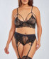 Фото #1 товара Plus Size 3 Piece Bralette, Garter Skirt and Panty Lingerie Set