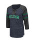 Women's Navy, Heathered Charcoal Notre Dame Fighting Irish Scienta Pasadena Raglan 3/4 Sleeve Lace-Up T-shirt