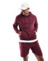 DTT overhead hoodie & jersey short set in burgundy