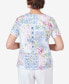 Women's Patchwork Floral Braided Neck Tee