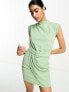 Фото #1 товара ASOS DESIGN sleeveless mini dress with belt and wrap skirt in green