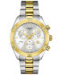 ფოტო #1 პროდუქტის Women's Swiss Chronograph T-Classic PR 100 Two-Tone PVD Stainless Steel Bracelet Watch 38mm