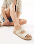 Фото #1 товара schuh Tish double buckle espadrille slides in ecru leather