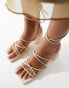 Public Desire Idris mid heeled sandal with ankle ties in cream