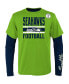 ფოტო #1 პროდუქტის Big Boys Neon Green, Navy Seattle Seahawks Fan Fave T-shirt Combo Set
