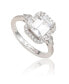 ფოტო #2 პროდუქტის Suzy Levian Sterling Silver Emerald Cut Cubic Zirconia Multi-Cut Engagement Ring