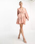 In The Style x Georgia Louise satin ruffle hem wrap dress in pink Розовый, 36 - фото #1