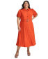 ფოტო #1 პროდუქტის Plus Size Tulip-Sleeve Belted Shirtdress